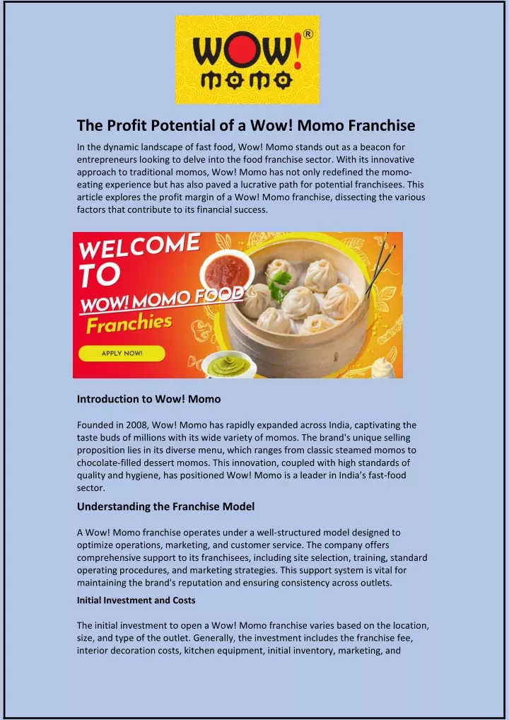the profit potential of a wow momo franchise