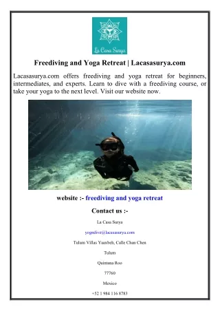 Freediving and Yoga Retreat  Lacasasurya.com