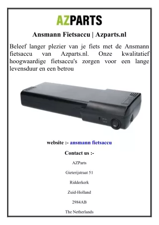 Ansmann Fietsaccu  Azparts.nl