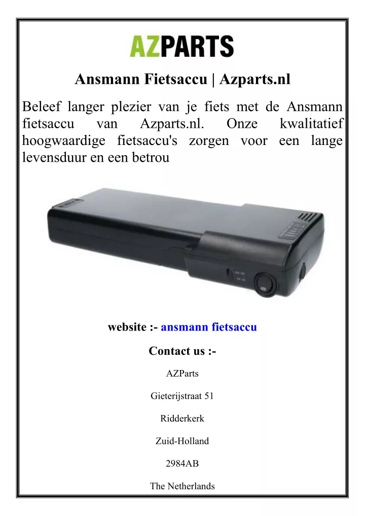 ansmann fietsaccu azparts nl