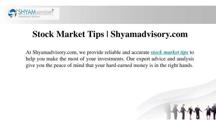 stock market tips shyamadvisory com