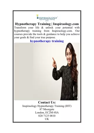 Hypnotherapy Training  Inspiraology.com