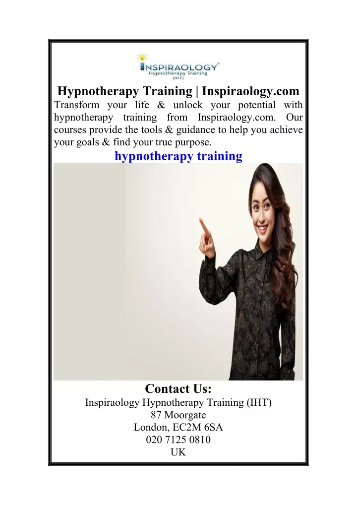 hypnotherapy training inspiraology com transform