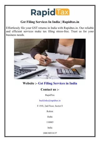 Gst Filing Services In India  Rapidtax.in