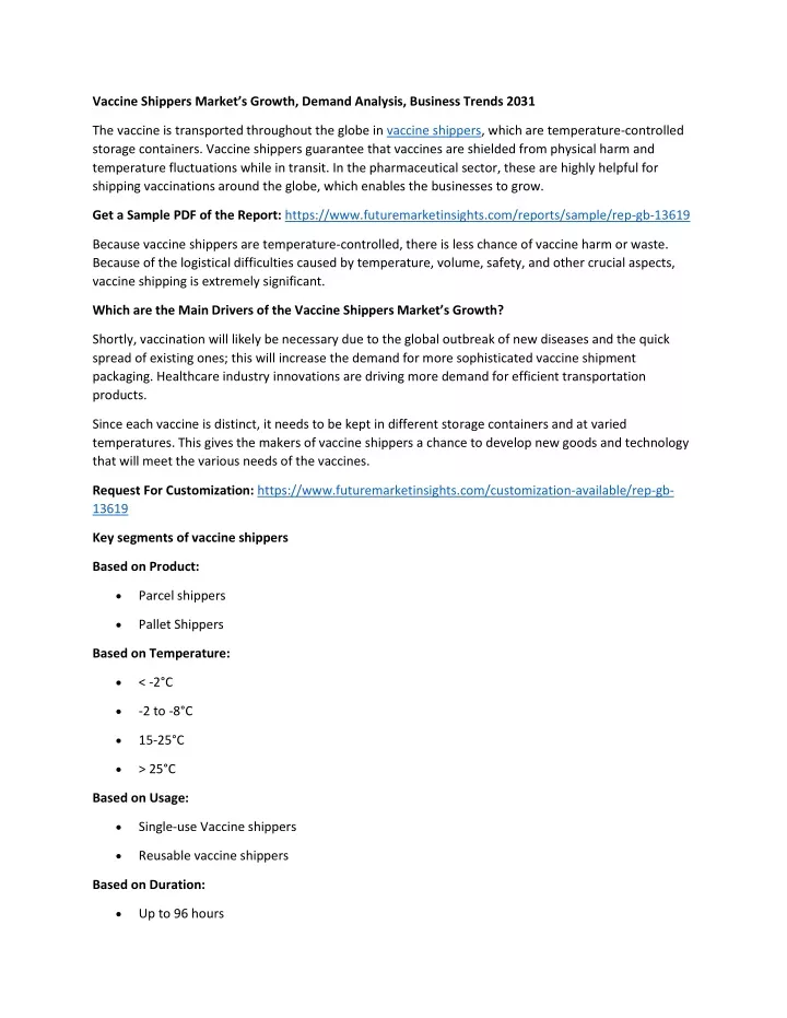 vaccine shippers market s growth demand analysis