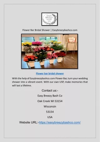 Flower Bar Bridal Shower | Easybreezybashco.com