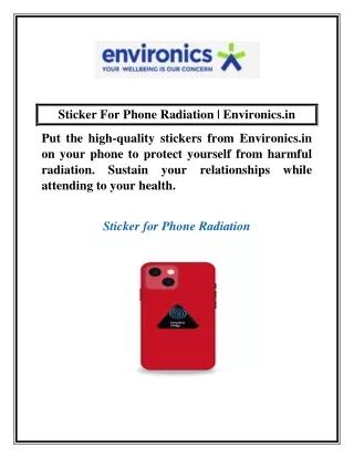 Sticker For Phone Radiation | Environics.in