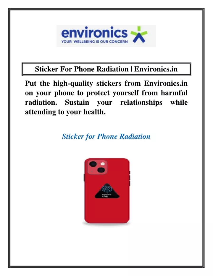 sticker for phone radiation environics in