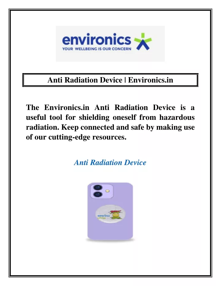 anti radiation device environics in