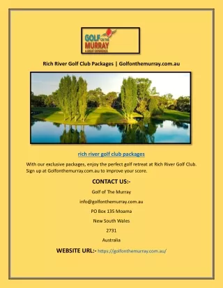 Rich River Golf Club Packages