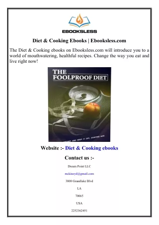 Diet & Cooking Ebooks  Ebooksless.com