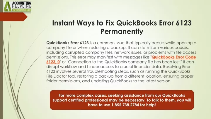 instant ways to fix quickbooks error 6123 permanently