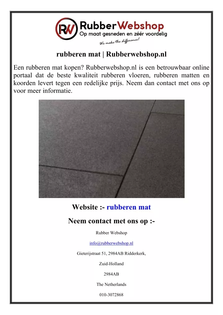 rubberen mat rubberwebshop nl