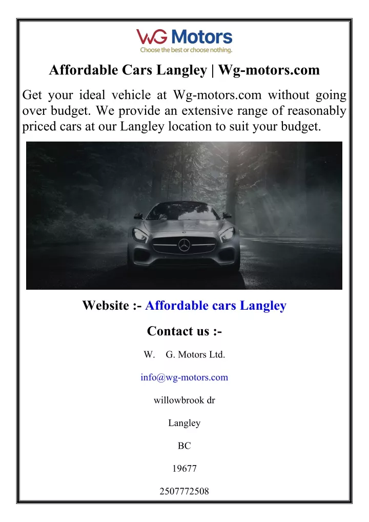 affordable cars langley wg motors com