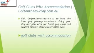 Golf Clubs With Accommodation | Golfonthemurray.com.au