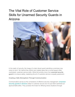 The Vital Role of Customer Service Skills for Unarmed Security Guards in Arizona