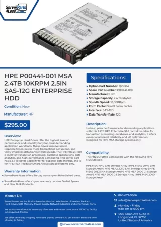 Buy HPE P00441-001 MSA 2.4TB 10kRPM 2.5in SAS-12G Enterprise HDD