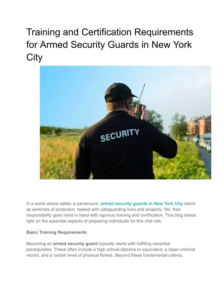 training and certification requirements for armed