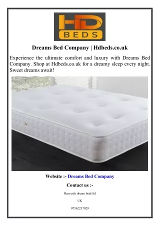 Dreams Bed Company  Hdbeds.co.uk
