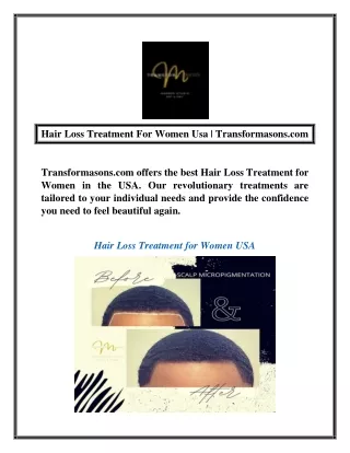 Hair Loss Treatment For Women Usa | Transformasons.com