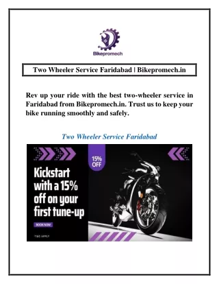 Two Wheeler Service Faridabad | Bikepromech.in