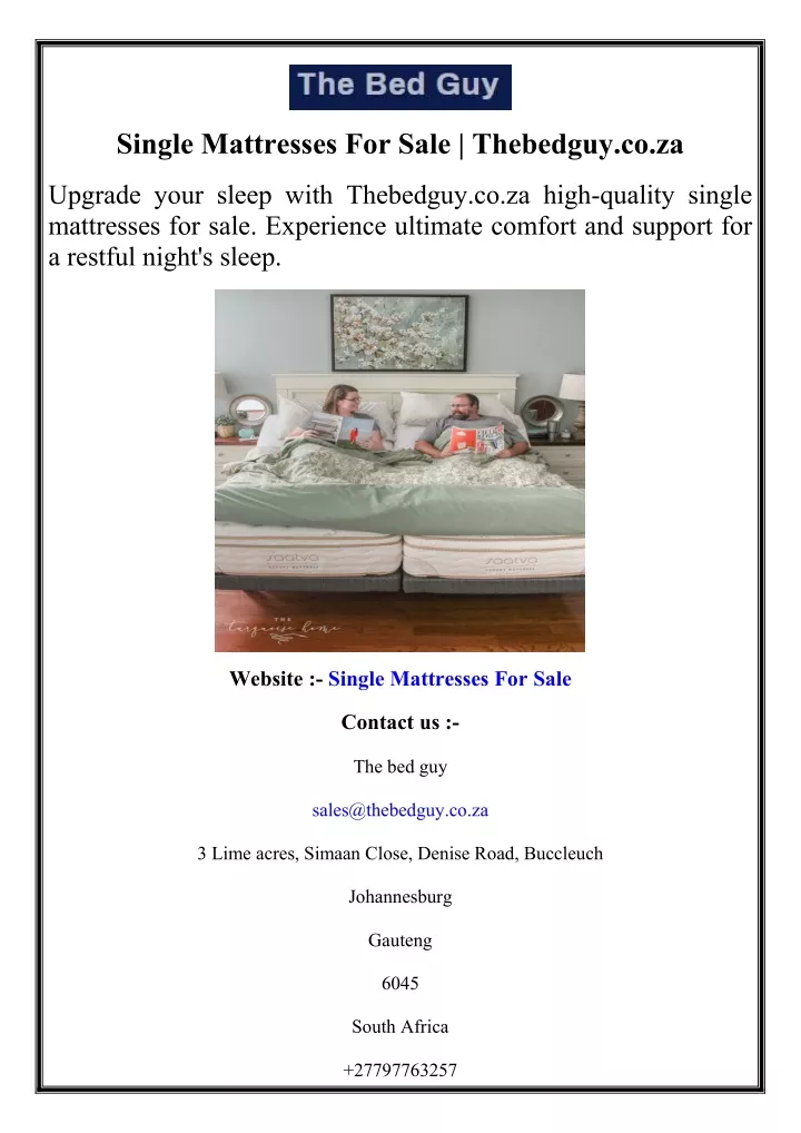 single mattresses for sale thebedguy co za