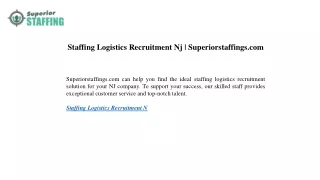 Staffing Logistics Recruitment Nj Superiorstaffings.com