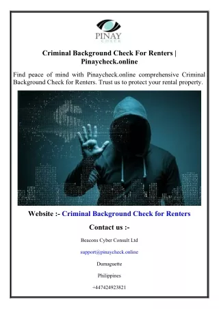 Criminal Background Check For Renters  Pinaycheck.online