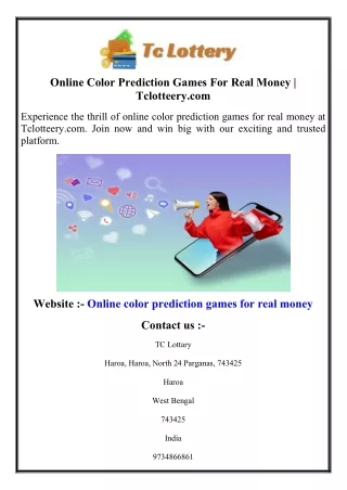 Online Color Prediction Games For Real Money  Tclotteery.com