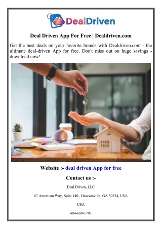 Deal Driven App For Free  Dealdriven.com
