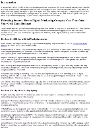 Unlocking Success: How a Digital Marketing Firm Can Transform Your Gold Coast Co