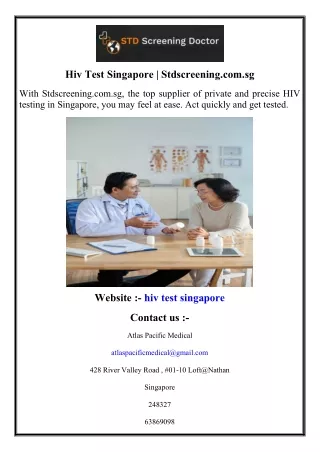 Hiv Test Singapore  Stdscreening.com.sg