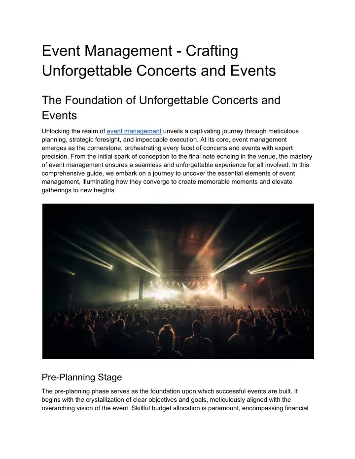 event management crafting unforgettable concerts