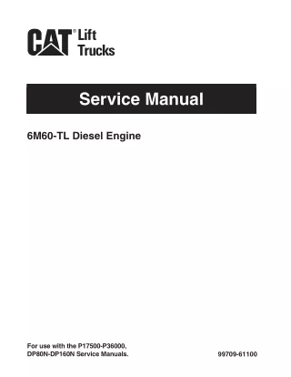 CATERPILLAR CAT DP90N FORKLIFT LIFT TRUCKS 6M60-TL Diesel Engine Service Repair Manual