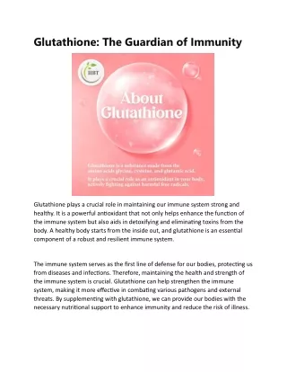 Glutathione - The Guardian of Immunity