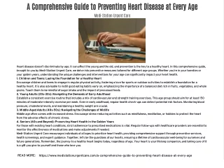 Medi-Station Urgent Care | A Comprehensive Guide to Preventing Heart Disease at Every Age