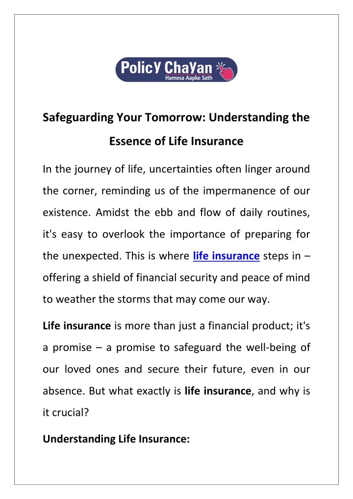 safeguarding your tomorrow understanding the