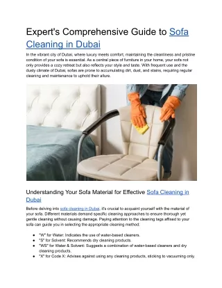 Expert's Comprehensive Guide to Sofa Cleaning in Dubai