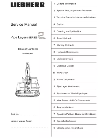 Liebherr RL 22B RL22B Pipe Layer Service Repair Manual