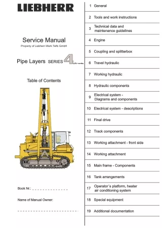 LIEBHERR RL44 PIPE LAYER SERIES 4 LITRONIC Service Repair Manual