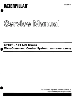 CATERPILLAR CAT EP15T 24V FORKLIFT LIFT TRUCKS Service Repair Manual SN：7JM1 and up