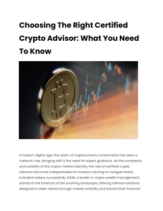 Choosing The Right Certified Crypto Advisor What You Need To Know