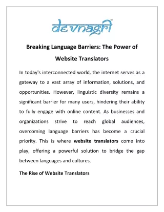 Breaking Language Barriers: The Power of Website Translators
