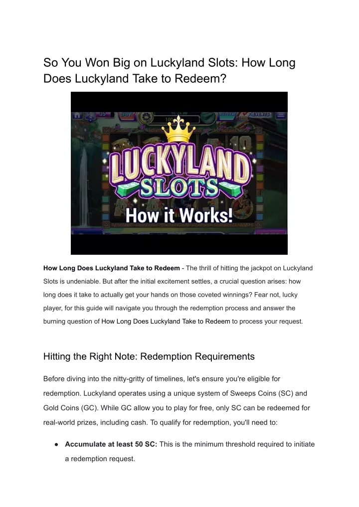 so you won big on luckyland slots how long does