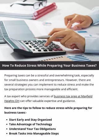 How To Reduce Stress While Preparing Your Business Taxes?