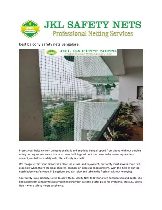 balcony safety nets in Bangalore
