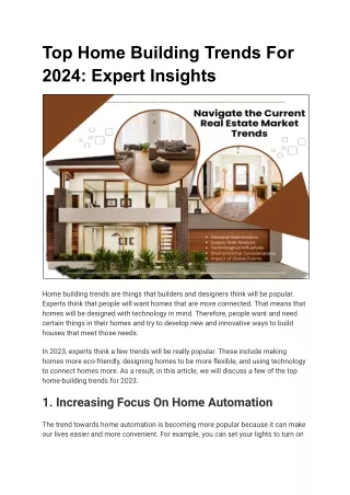 Unlocking Tomorrow's Homes Expert Analysis of 2024's Building Trends