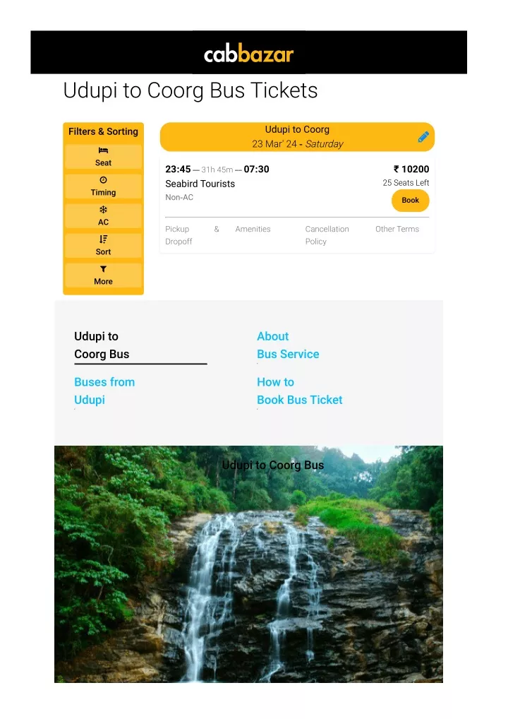 udupi to coorg bus tickets