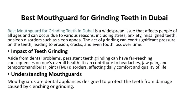 best mouthguard for grinding teeth in dubai