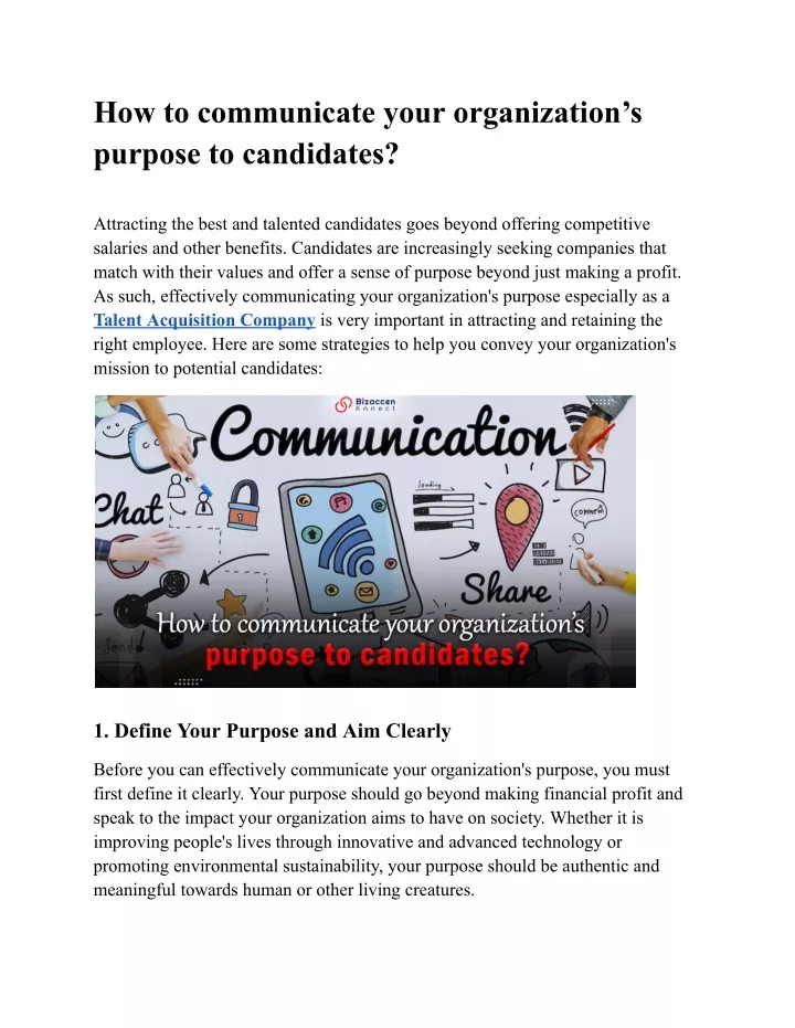 how to communicate your organization s purpose